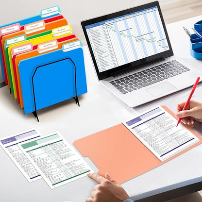 120-Pack Two Tone Color File Folders 8.5 x 11 Inch，1/3 Cut Tab File Folders Letter Size, Assorted Colors, Blue Red Green Yellow Orange Manila File Folders, School Business Office Folders for Document