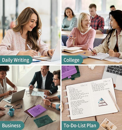 Lined Journal Notebook for Women Men, A5 Hardcover Leather Journals for Writing, 200 Pages Thick Paper, Daily Journal Notebook for Work, School, Note Taking, Business, Travel, College Ruled