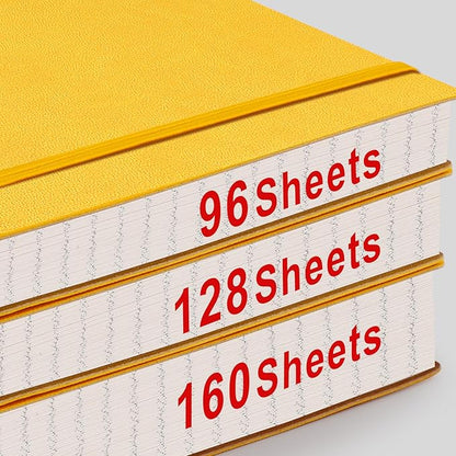 AHGXG Graph Paper Notebook - Grid Paper Notebook Large A4 8.5''×11'', 320 Pages Thick Journal, 100gsm Thick Graph Paper, Leather Softcover, Inner Pocket - Yellow