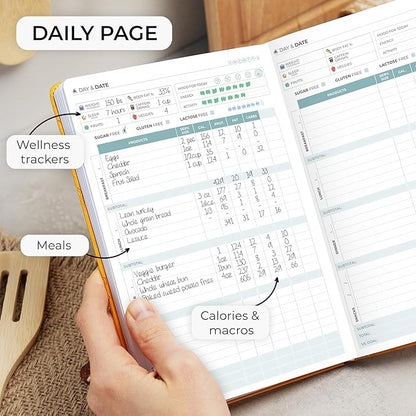 Clever Fox Food Journal - Daily Food Diary, Meal Planner to Track Calories & Nutrients, Weight Tracker Notebook, A5 (Amber Yellow)