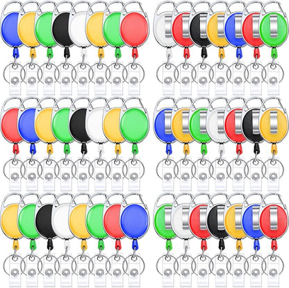 Honoson Heavy Duty Retractable Badge Reels Batch ID Badge Holder Retractable Clip Bulk Card Key Holder with Ring for Office Worker Employee, Doctor Nurse Gifts(Warm Color,30 Pcs)