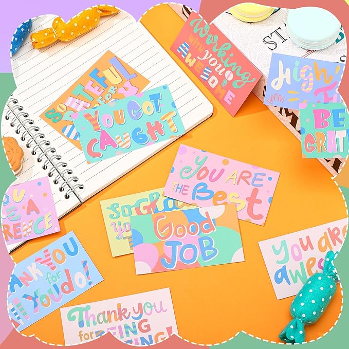 Yeaqee 240 Pcs Employee Appreciation Kudos Cards Funny Blank Back Motivational Card Encouragement Thank You Note Recognition Card for Teacher College Affirmation Gift(Colorful)