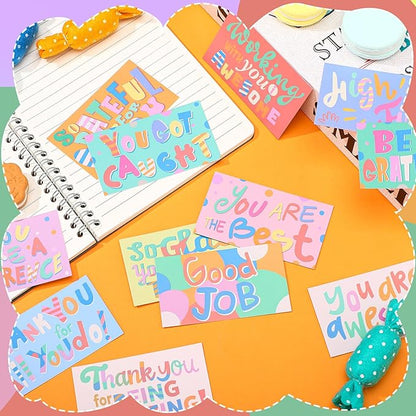 Yeaqee 240 Pcs Employee Appreciation Kudos Cards Funny Blank Back Motivational Card Encouragement Thank You Note Recognition Card for Teacher College Affirmation Gift(Colorful)