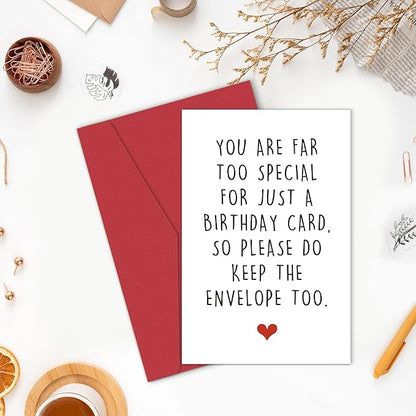 Funny Birthday Cards for Friends, Hilarious Birthday Card for Him Her, You Are Far Too Special For Just A Birthday Card So Please Do Keep The Envelope Too