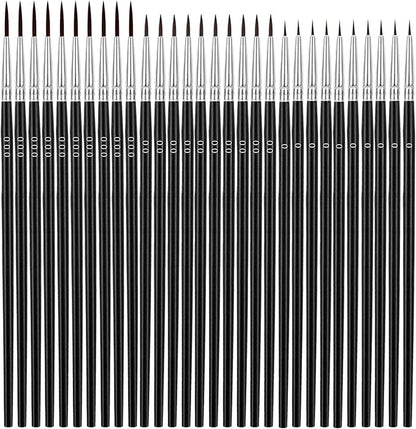 Anezus Tiny Detail Paint Brushes 30 Pcs Fine Paint Brushes Set with 3 Size #0#00#000 Liner Brush for Miniature 40k Model Crafts Watercolor Acrylics Oil