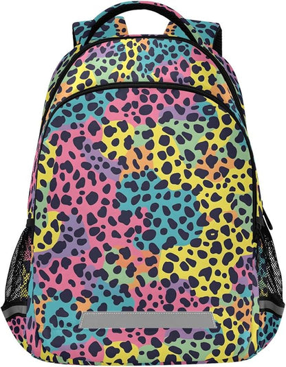 MNSRUU Laptop Backpack with Chest Strap, Leopard School Backpack, Travel Hiking Backpack for Boys Girls Teen Adult, Rucksack, Knapsack