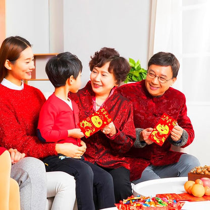 36PCS 2025 Snake Year Chinese Red Envelopes, 2025 Chinese New Year Red Envelopes, Hong Bao Red Packets Lucky Money Envelope for Spring Festival Wedding Birthday (Cute 12 Styles, Large)