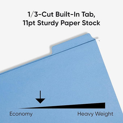 Smead FasTab Hanging File Folders, 20 Count, Blue, 1/3-Cut Built-in Tabs, Letter Size (64099)