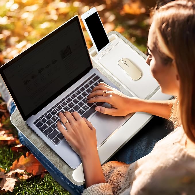 LAPGEAR Home Office Pro Lap Desk with Wrist Rest, Mouse Pad, and Phone Holder - Taj Mahal Marble - Fits up to 15.6 Inch Laptops - Style No. 91601