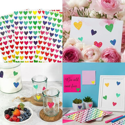 Shiny Heart Shape Stickers, 0.5 Inch Glitter Heart Stickers for Kids Reward/Birthday Party Decoration/Wedding/Classroom Teacher Supplies(Multicolored)