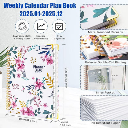 Academic Planner 2025, Daily Weekly and Monthly Planner, Jan. 2025 - Dec. 2025, Calendar Planner with Monthly Tabs, Planning Organize Notebook for Work, 8.5'' x 6.2''