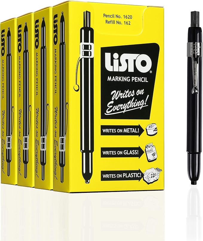 Listo 1620 BLACK COLOR - China Markers/Grease Pencils/China Marking/Pencils/Wax Pencils - Made in USA (48)