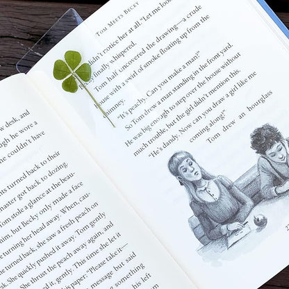 ARTMART Genuine Real Four-Leaf Green Clover St. Saint Patric's Day Bookmarks Irish Shamrock Good Luck Charm for Smartphone Wallet Case Amulet Purse Coating Gift Thanks Card L