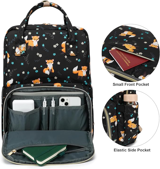 Fox Laptop Backpack College Bookbag School Backpack for Women Girls, Travel Backpack 15.6 Inch Computer Backpacks