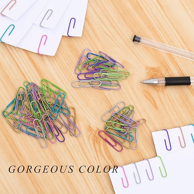 Paper Clips, 240pcs Medium Size Colored Paper Clip, PaperClips Assorted Colors, Paper Clips for Paperwork Office School and Personal Use
