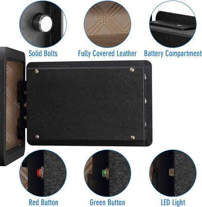 Tenamic Biometric Fingerprint Safe Box 0.85 Cubic Feet Fireproof Waterproof Safe Box with Induction Light and Leather, Solid Alloy Steel Office Hotel Home Cabinet Safe, Black