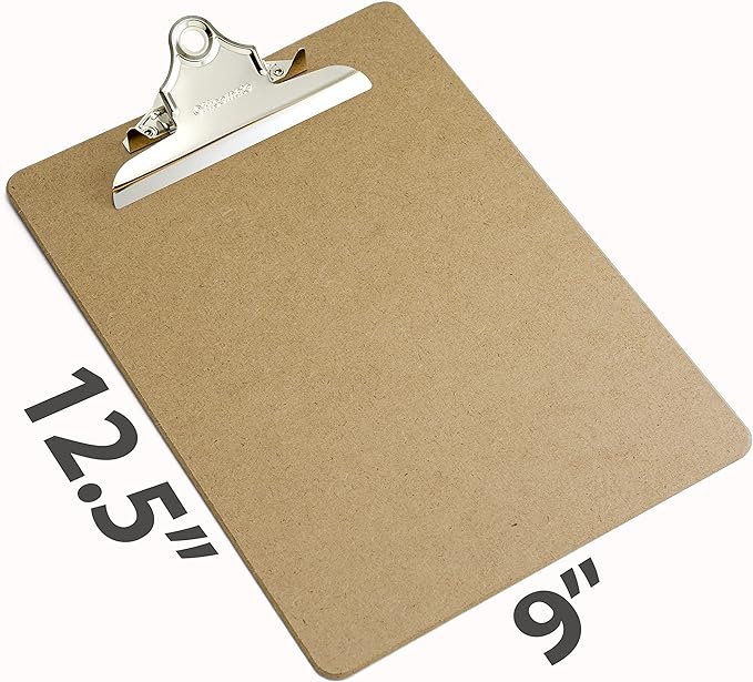 Officemate Recycled Wood Clipboards, 6 Inch Clip, 12 Pack Clipboards, Letter Size (9 x 12.5 Inches), Brown (83712)