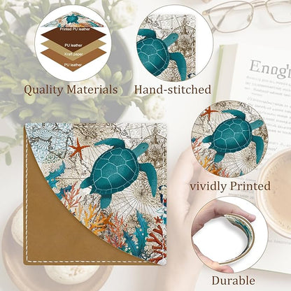 Cute Sea Turtle Corner Bookmarks, Funny Leather Book Accessories for Book Lovers, 3 Pcs Reading Book Page Markers for Women Men Student Teacher Girls Boys Kids Retirement Birthday Gifts