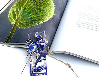 Genshin Impact Clorinde Metal Bookmark - Anime Figure Merch with 3D Display Box - Birthday Gifts for Fans Friends Gamer Book Lovers - Zllada