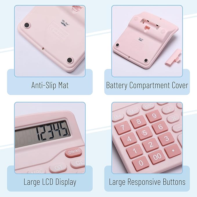 Mr. Pen- Calculator, Pink, Calculators Large Display, Standard Function Calculator, 12-Digit, Calculators Desktop, Office Calculator, Desktop Calculator, Desk Calculator Large Display, Pink Calculator