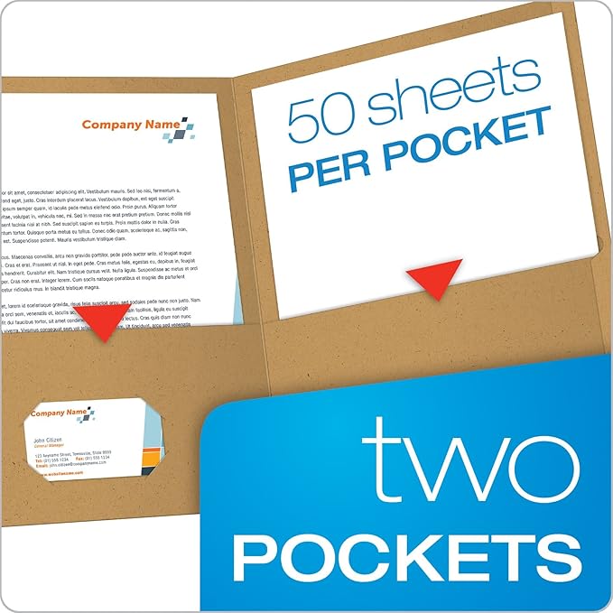 EarthWise by Oxford Two-Pocket Folders, Natural, Letter Size, 25 per Box, (78542)