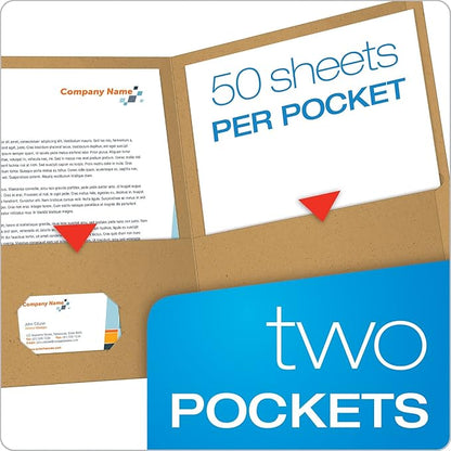 EarthWise by Oxford Two-Pocket Folders, Natural, Letter Size, 25 per Box, (78542)