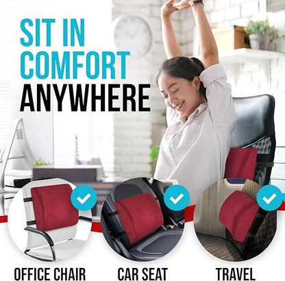 FORTEM Seat Cushion and Lumbar Support for Office Chair, Desk Chair Cushion, Memory Foam Office Chair Cushion, Non Slip Sitting and Back Pillow for Gaming, Car Seat Cushion, Chair Pad, XL