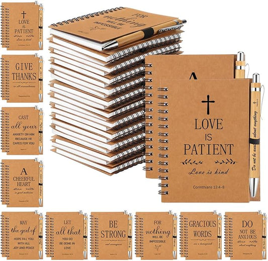 10 Christian Bible Notebooks with 10 Pens, Spiral Journal Bulk Prayer Notes Christian Religious Gifts for Family Friends Colleagues