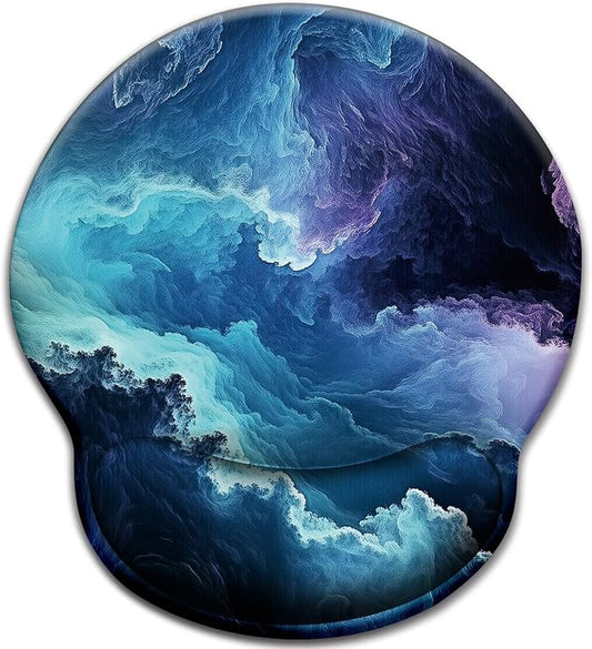 Galaxy Mouse Pad with Wrist Rest, Ergonomic Mouse Pad Wrist Support with Non-Slip Pain Relief PU Base, Funny Gaming Computer Mousepad, Cute Office Supplies Home Desk Accessories Decor