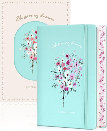 Lined Journal Notebook for Women 320 Pages Thick Floral Diary A5 Aesthetic Hardcover Journaling Notebooks for Writing with Gift Box, 5.7 x 8.3 In, Green