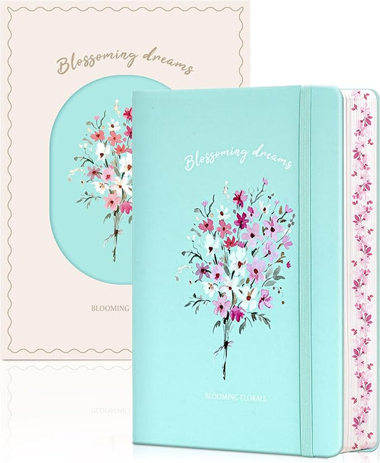 Lined Journal Notebook for Women 320 Pages Thick Floral Diary A5 Aesthetic Hardcover Journaling Notebooks for Writing with Gift Box, 5.7 x 8.3 In, Green