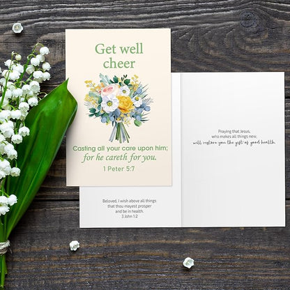 50 Pack Religious Get Well Cards with Scripture Assorted Bible Verse 4 x 6 Inch Affirmation Inspirational Christian Watercolor Floral Photography Wishing You Well Greeting Cards with Envelopes