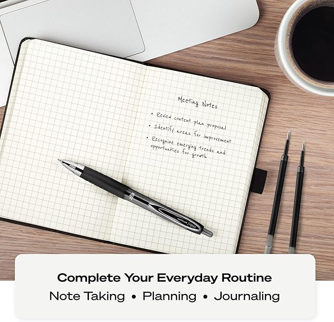 uni-ball® 207™ Retractable Fraud Prevention Gel Pens, Micro Point, 0.5 mm, Black Barrels, Black Ink, Pack Of 12