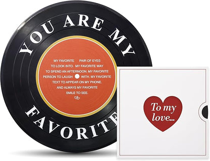 Crisky Anniversary Card with Simulated Vinyl Record and Stand for Him or Her, Valentine's Day Gift for Husband or Wife, Boyfriend or Girlfriend, To My love Card for Men and Women