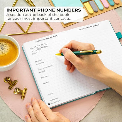 Clever Fox Address Book with alphabetic tabs - PU Leather Telephone and Address Book for Keeping Contacts Safe, Contact Organizer Journal, Medium Size (5.3″ x 7.7″) Hardcover, Turquoise