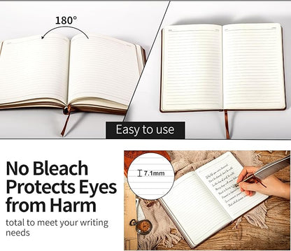 3 Pack Leather Vintage Journal for Men Soft Cover Lined Pages Notebook 180 Lay Flat for Writing Travel Diary, 5.7'' x 8.3'', Black