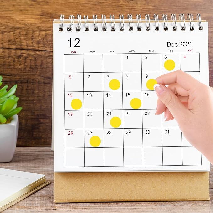 PARLAIM 0.75 inch Diameter Colored Dot Stickers 4 Rolls Pack 4000pcs Yellow Round Label Color Coding Marking Stickers Permanent Adhesive for Garage Sale