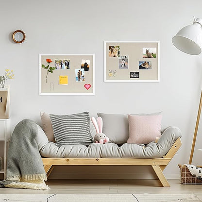 Cork Board with Linen White,Bulletin Board 23"x17" Hanging Corkboards for Office Home School Message Board or Vision Board Decoration.