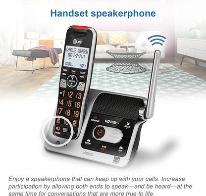 AT&T BL102-5 DECT 6.0 5-Handset Cordless Phone for Home with Answering Machine, Call Blocking, Caller ID Announcer, Audio Assist, Intercom, and Unsurpassed Range, Silver/Black