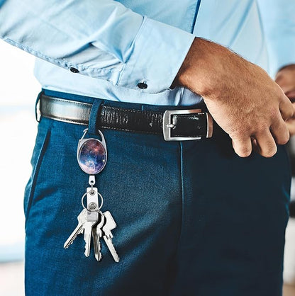 Badge Reels Retractable，Double Sided Color Print Pattern Retractable Badge Holders，with Retractable Keychain, Badge Clip and Key Ring，Durable Nylon Retractable Rope，Starry Sky