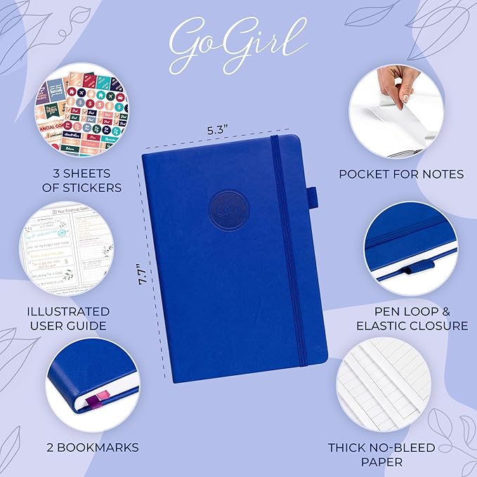 GoGirl Budget Planner – Monthly Financial Planner Organizer Budget Book. Expense Tracker Notebook Journal to Control Money, Compact (Royal Blue)