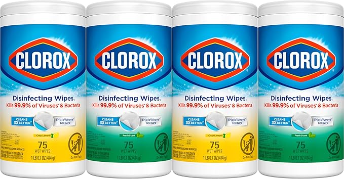 Clorox Disinfecting Wipes Value Pack, Bleach Free Cleaning Wipes, 75 Count Each, Pack of 4