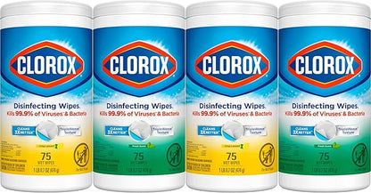 Clorox Disinfecting Wipes Value Pack, Bleach Free Cleaning Wipes, 75 Count Each, Pack of 4