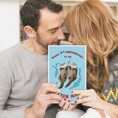Happy 2nd Anniversary Card Gift for Husband,Wife,Boyfriend or Girlfriend,Romantic Second Year Anniversary Card,Funny Two Year Wedding Anniversary Card for Women Men Him Her