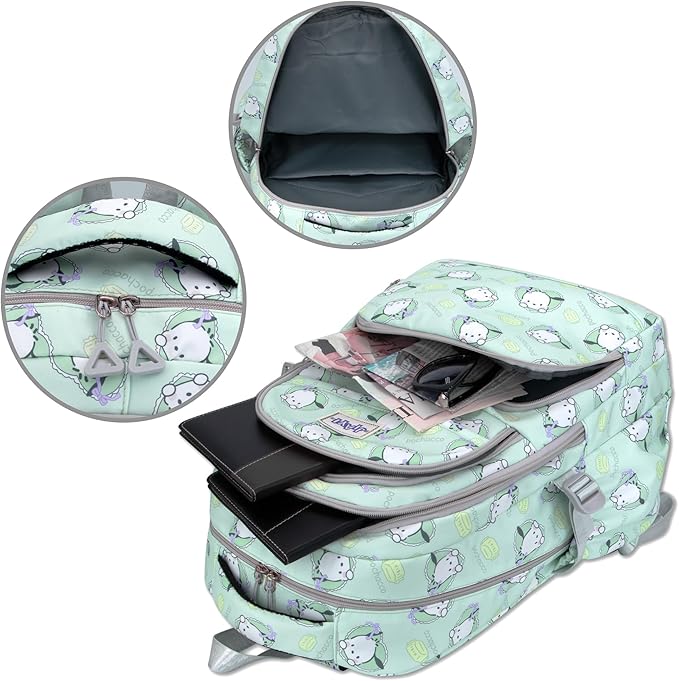 Roffatide Anime Pochacco All Over Print Large Capacity Casual Backpack Laptop Backpack Travel Hiking Rucksack Bike Backpack Blue