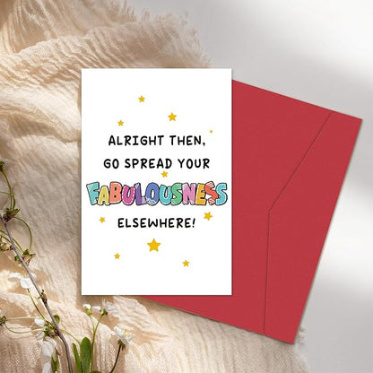 Heollaok Funny Leaving Card for Coworker, Humor Going Away Card for Him Her, Farewell Card for Work Friend, Gift for Colleague Leaving, Go Spread Your Fabulousness