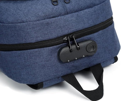 Varietyathletics 19" Laptop Backpack and Organizer Case Set USB Headset Port Anti-Theft Waterproof Travel Work College (Navy)