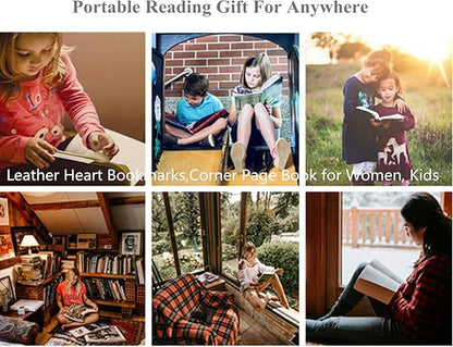 Leather Heart Bookmarks Cute Corner Page Book Marks for Kids Book Accessories for Reading Lovers Teacher Gifts for Women Book Lovers Gifts 6PCS 2025