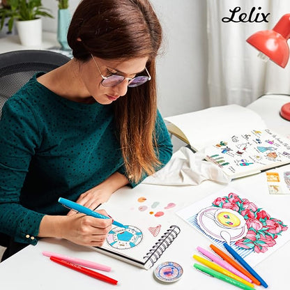Lelix 40 Colors Felt Tip Pens, Medium Point Felt Pens, Assorted Colors Markers Pens For Journaling, Writing, Note Taking, Planner Coloring, Perfect as Art Office and School Supplies