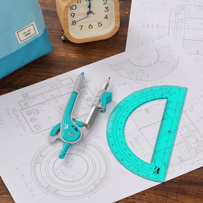 Mr. Pen- Compass and Protractor Set, Green, Compass Geometry Tool, Protractor and Compass Set, Compass Drawing Tool, Drawing Compass, Protractor Set, Geometry Compass, Math Compass for Geometry